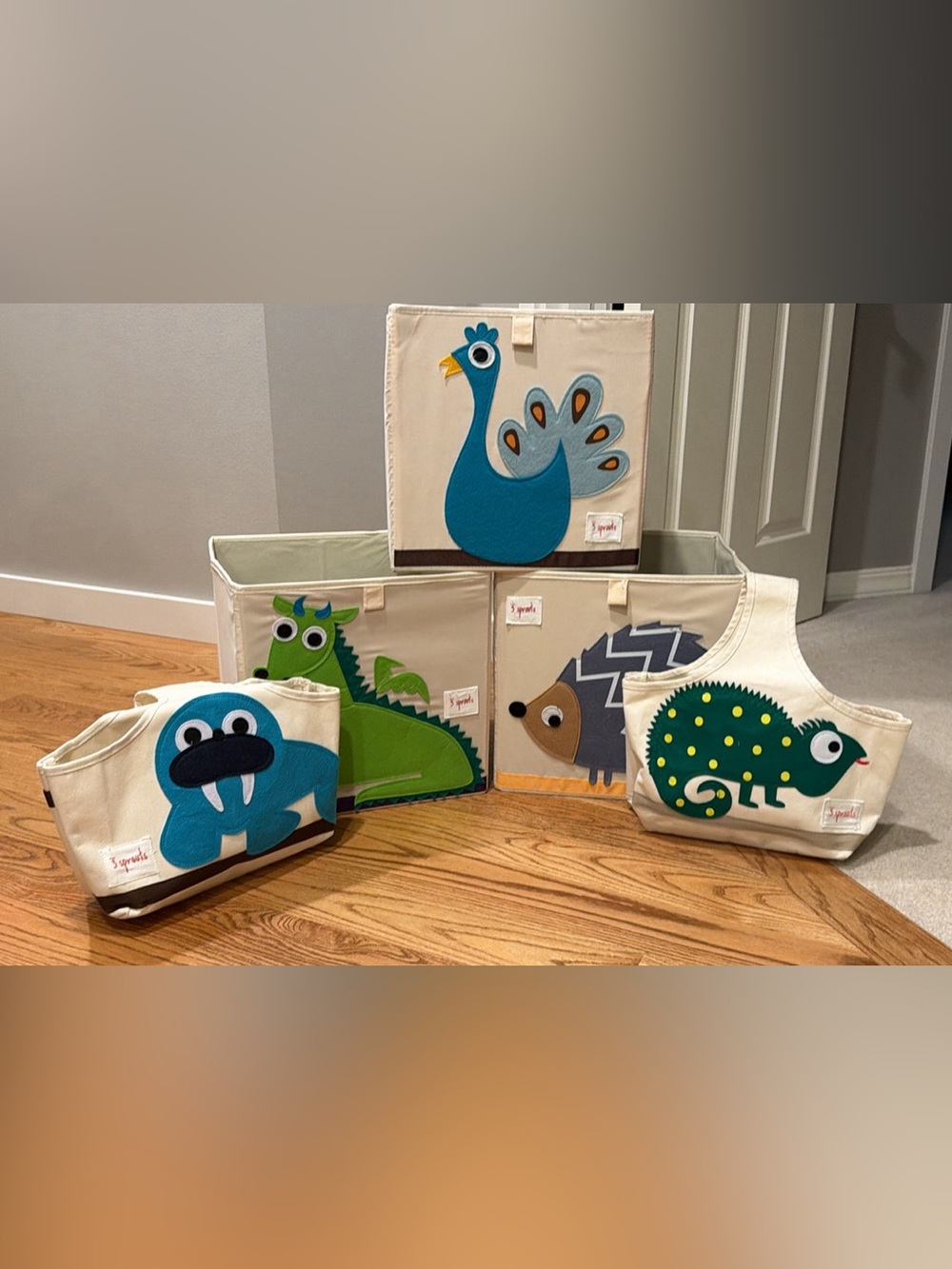 3 Sprouts Kids Animal Canvas Storage Bins (3) & 2 Art caddies